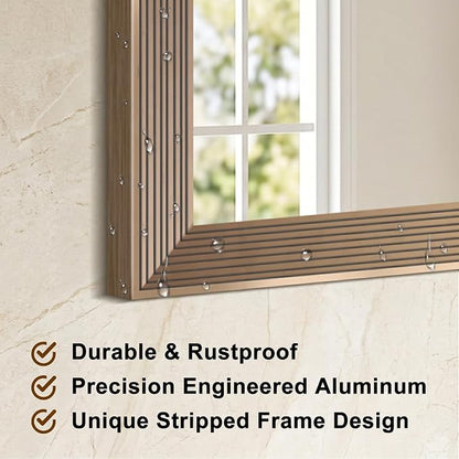DESBING 30"x36" Gold Bathroom Mirrors for Over Sink | Tempered Glass, Metal Frame, Rectangle Vanity Wall Mirror for Bathroom, Living Room, Bedroom, Horizontally or Vertically