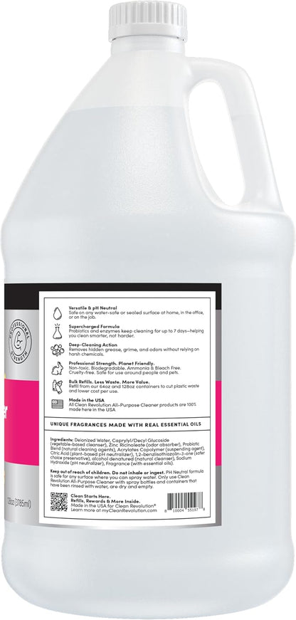Clean Revolution SuperCharged All Purpose Cleaner Refill with Smart Probiotic + Enzyme Complex, Multi-Surface Kitchen Bathroom & Floor Cleaner, Dreamy Citrus, 128 Fl Oz