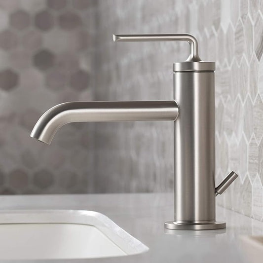 KRAUS Ramus Single Handle Bathroom Sink Faucet with Lift Rod Drain in Spot Free Stainless Steel, KBF-1221SFS