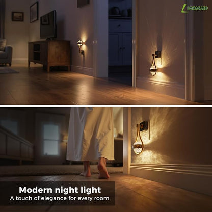 L LOHAS LED Night Lights Plug Into Wall, 2 Pack Star Projector Nightlight | Dusk to Dawn Sensor, 3000K Soft White, 330°Rotating Globe Night Light for Bedroom, Hallway, Home Decor, Gaming Room