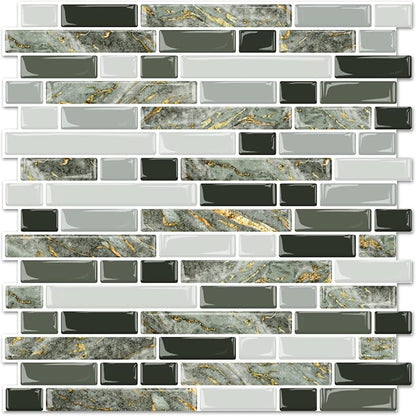 STICKGOO Thicker Design Peel and Stick Tile Backsplash, 12”×12”Stick on Backsplash for Kitchen, Self Adhesive Tile for Kitchen Backsplash and Bathroom(10 Sheets, Mixed Green)