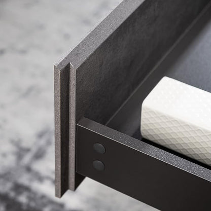 WOODBRIDGE 36 in. W x 19 in. D Wall Mounted Floating Bathroom Vanity in Gray with Quartz Sand Composite Vanity Top in Matte Black