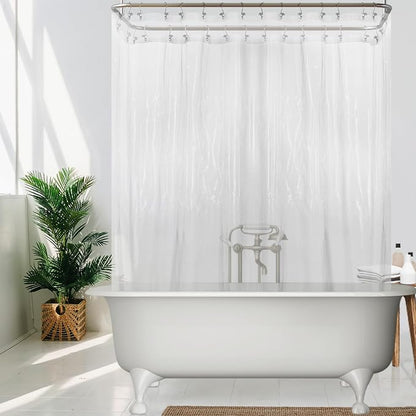 Mrs Awesome Clawfoot Tub Shower Curtain Liner with 12 Magnets 180x70, Clear | 36 Hooks Included,32 Rustproof Grommets,Water Proof Heavy Duty PEVA,180W x 70H for Claw Foot Bathtub Extra Wide