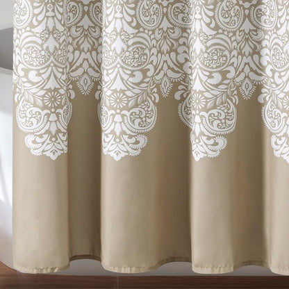 Lush Decor Boho Medallion Shower Curtain Single 72" W x 72" L Neutral - Boho Shower Curtains for Bathroom Decor - Beige Bathroom Curtain