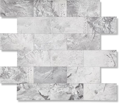 2026 New Upgrade Peel and Stick Backsplash Tile, Peel and Stick 11.34" X 11.57" Wall Tile for Kitchen, Bathroom, Fireplace, Laundry (Gray Stone, 1 Pack)