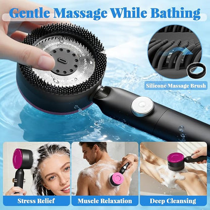 Ion Filtered Shower Head with Handheld, High Pressure 3+1Spray Showerhead with Filters&Upgraded Anti-360°Rotating Adjustable Shower Head with Wall Holder&ON/Off Switch for Dry Itchy Skin