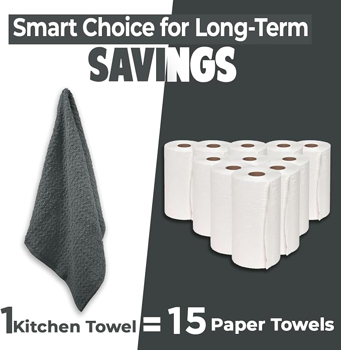 DAN RIVER Gray Kitchen Towels, 12 Pack, 16x26 Inches Absorbent Dish Towels | 100% Cotton Absorbent Soft cotton kitchen towels for drying dishes, Quick Dry, Dish Towels for kitchen,Tea and Bar towels set