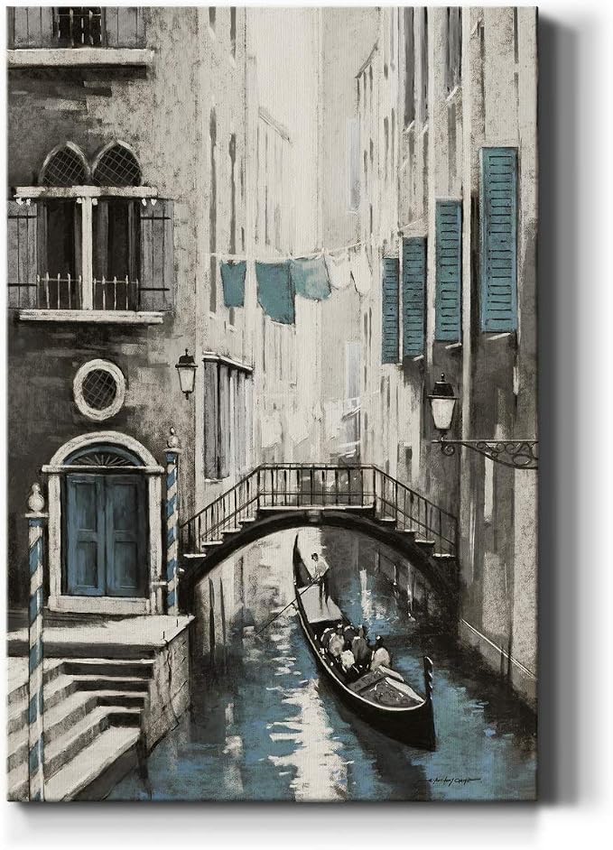 Renditions Gallery Canvas Historical Wall Art Paintings for Wall Decorations Vintage Venice Boat Black & White Modern Artwork Prints for Bedroom Living Room Office Kitchen - 8"x12" LT02