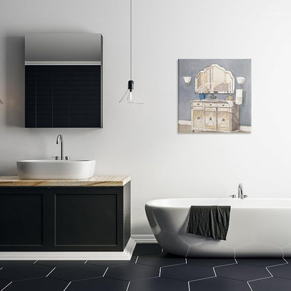 Traditional Bathroom Sink Mirror Floral, 24 x 24 Inch Canvas Wall Art | Stupell Industries · By Charlene Olson · Ready to hang · Ideal for bathroom or hallway · Made in USA