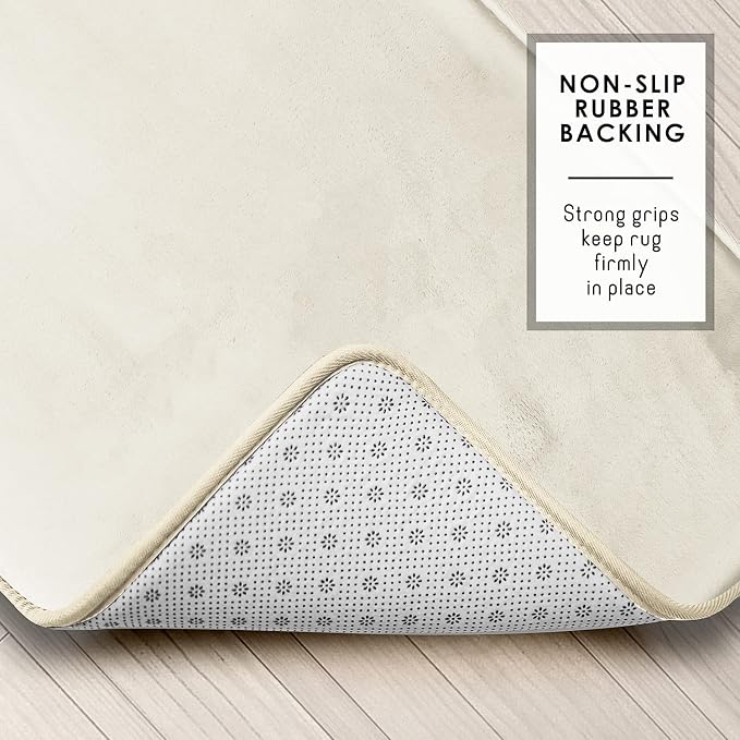 Clara Clark 3 Piece Bathroom Rugs Bath Mat Set, Velvet Memory Foam Bath Mats for Bathroom - Non-Slip, PVC Backing Bath Rugs, Washable - Dries Quickly, White