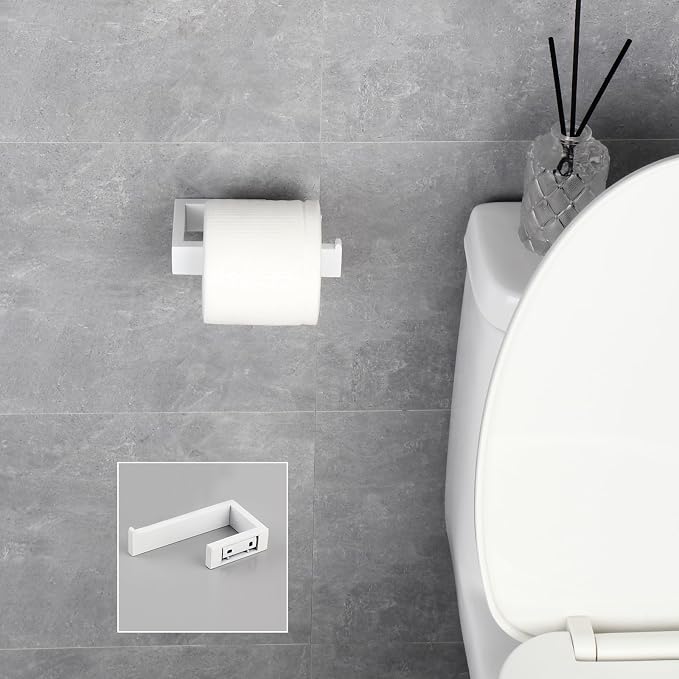 GERZWY Bathroom 2-Piece Accessory Set SUS 304 Stainless Steel Toilet Paper Holder Towel Ring Wall Mount, White