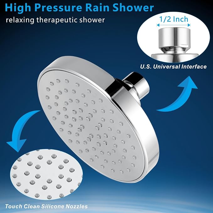 High Pressure Shower Head - 4.7“ Powerful Bathroom Pressure Boosting Rain Showerhead - Perfect Universal Replacement for Rainfall Shower Heads (10 Pack, Chrome)