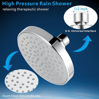 High Pressure Shower Head - 4.7“ Powerful Bathroom Pressure Boosting Rain Showerhead - Perfect Universal Replacement for Rainfall Shower Heads (10 Pack, Chrome)