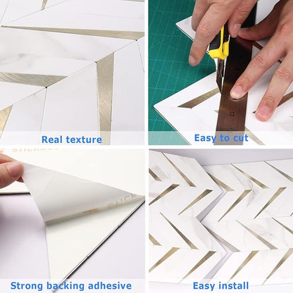 STICKGOO Herringbone Tile Peel and Stick Backsplash for Kitchen&Bathroom