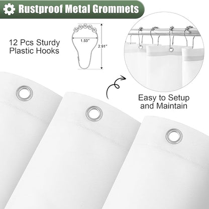 OLANLY Luxury Sage Green and White Ombre Shower Curtain Sets with 12 Hooks, Waterproof and Washable Decorative Shower Curtains for Bathroom, 72x72 Inches