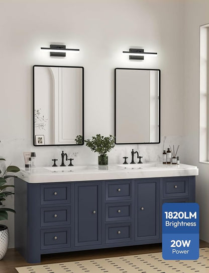 VOLISUN Modern Bathroom Vanity Light 15.7 inch, 20W Dimmable 5CCT Led Bathroom Light Fixture Over Mirror, Black Bar Vanity Light for Bathrooms Mirror Cabinets Bedroom-ETL Certificated