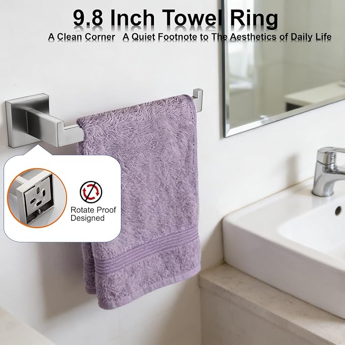 Bathroom Hardware Set 20 Piece Brushed Nickel Bathroom Accessories Set SUS304 Towel Bar Set Includes 4 Towel Bar 24 Inch+4 Towel Holder+4 Toilet Paper Holder+8 Towel Hooks (20, Brushed Nickel)