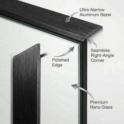 Koonmi Bathroom Mirror for Wall, 30"x30" Black Bathroom Mirror for Over Sink, Shatterproof Tempered Glass Vanity Mirror with Anti-Rust Aluminum Alloy Frame, Hang Horizontally or Vertically