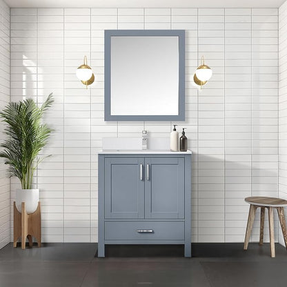 Jacques 30 in. W x 22 in. D Dark Grey Bath Vanity and White Quartz Top