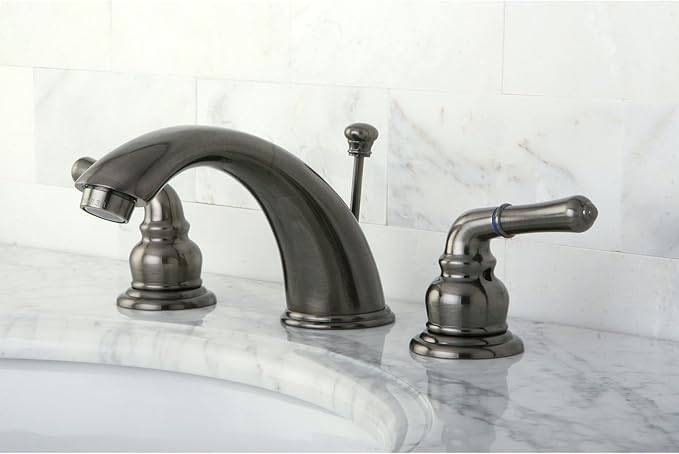 Kingston Brass KB963 Magellan Widespread Bathroom Faucet with Retail Pop-Up, Black Stainless