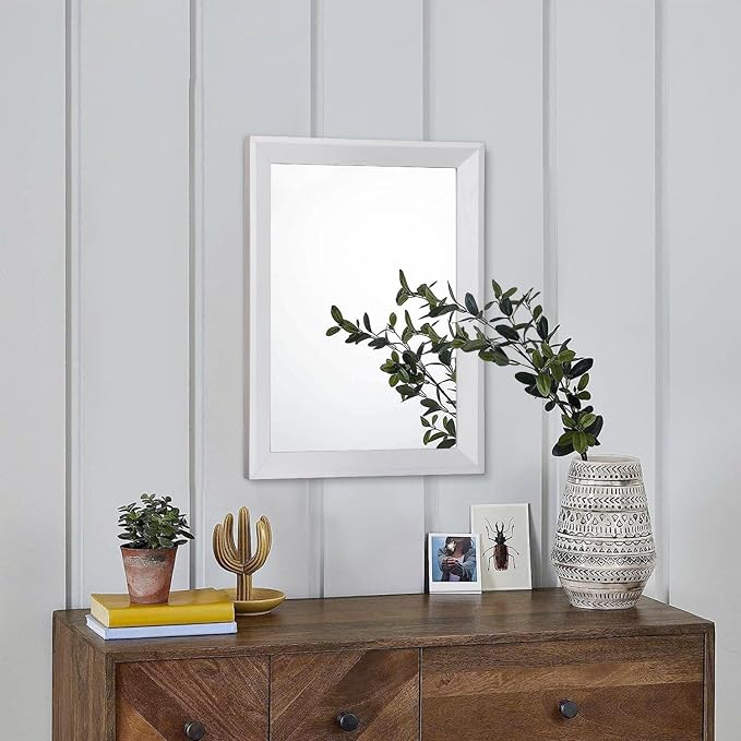 AAZZKANG Rectangular Wall Mirror Wood Framed Small Hanging Mirrors | Decorative Farmhouse Bedroom Bathroom Living Room Entryway Home Decor