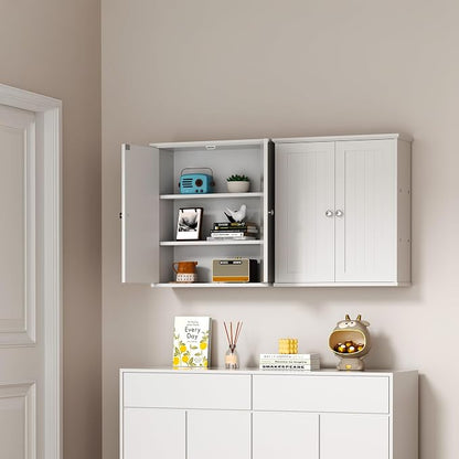 Shintenchi Bathroom Wall Medicine Cabinet, Storage Organizer, 2 Pcs, White | Bathroom Storage Organizer Cupboard, with 2 Magnet Door and 3-Tier Shelves, Space Saving, Easy to Assemble & Clean