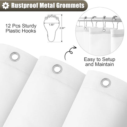 OLANLY Luxury Tan and White Ombre Shower Curtain Sets with 12 Hooks, Waterproof and Washable Decorative Shower Curtains for Bathroom, 72x72 Inches