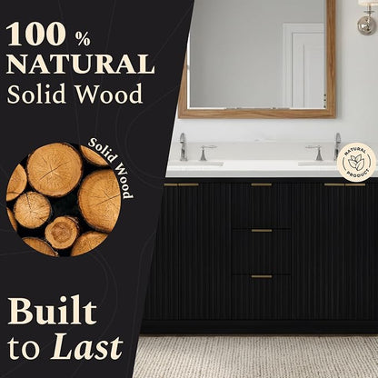 Lavanti Wooderna 72 Inch Bathroom Vanity with Sink – Stylish Firewood Black Vanity Bathroom with Storage Cabinet – Modern Bathroom Vanities with Double Vanity Sink & Quartz Countertop