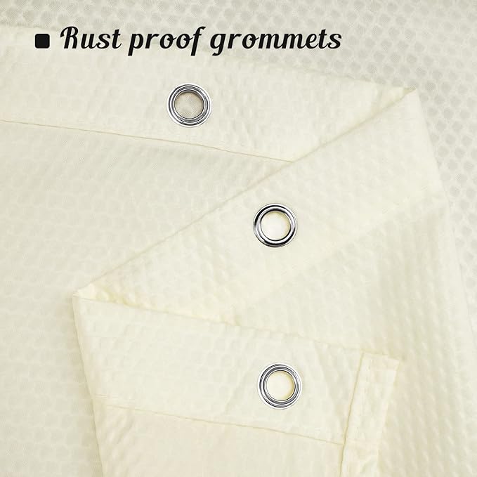 Embossed Polyester Shower Curtain Liner 71 x 96 inches, Cream | Extra Long, Machine Washable, Bottom Magnets, Water Repellent, 71x96 Soft Fabric Shower Curtain for Bathroom
