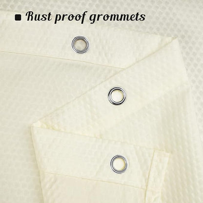 Embossed Polyester Shower Curtain Liner 71 x 96 inches, Cream | Extra Long, Machine Washable, Bottom Magnets, Water Repellent, 71x96 Soft Fabric Shower Curtain for Bathroom