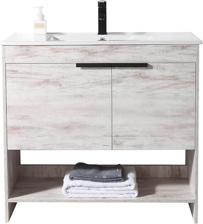 Phoenix 36 Inch Bathroom Vanity with Sink – Modern Design, Soft-Close Doors, Storage Drawers, Durable Build – White Vanity for Small Bathrooms (Full Assembly Required)