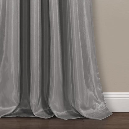 Lush Decor Night Sky Window Curtain Panel, Single 42"W x 84"L Black & Gray - Sequin Backdrop Curtain - Room Darkening Curtains For Bedroom - Glam Decor