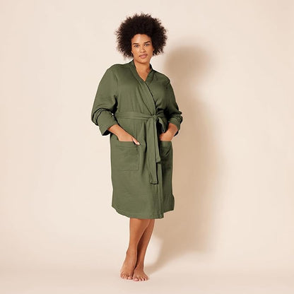 Amazon Essentials Women's Lightweight Cotton Waffle Mid-Length Bathrobe (Available in Plus Size)