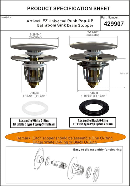 Universal Bathroom Sink Drain Stopper, Fits Most Pop-Up Drains for Vessel Sink Lavatory Vanity, Sink Drain Strainer with Detachable Hair Catcher, Tested by Plumber in US (Brushed Nickel)