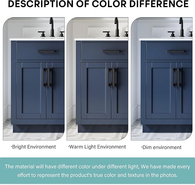 60-Inch Bathroom Vanity with Double Sinks W/ 4 Doors & 4 Drawers & 2 Flip Drawers, Navy Blue Vanity W/Matte Black Handles