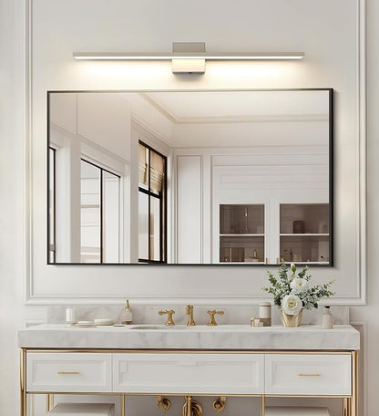 JUSHENG Brushed Nickel Vanity Lights for Bathroom Light Fixtures 5CCT Dimmable Vanity Light Bar LED Bathroom Lighting Over Mirror 31.5'' Inch 32W ETL Certificated