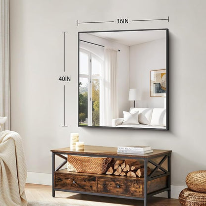 Koonmi Black Bathroom Mirror for Over Sink,Metal Framed 36"x40" Wall Mirror