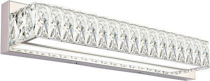 Modern Bathroom Light Fixtures - LED Vanity Lights for Bathroom 18W - Crystal Chrome Lighting Fixtures Over Mirror for Bath