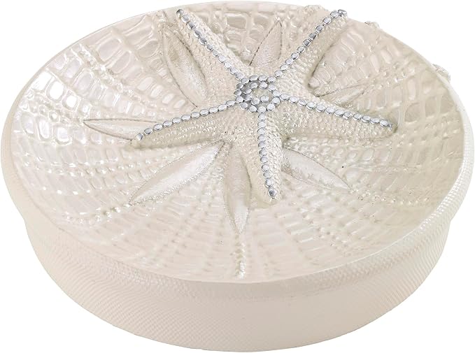 Avanti Linens - Soap Dish, Seashell Inspired Bathroom Accessories, Guest Bathroom Essentials (Sequin Shell Collection)