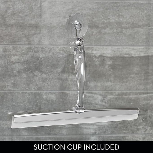 iDesign Bathroom Shower Squeegee with Wall Hook - Set of 2 - Clear/Stainless Steel