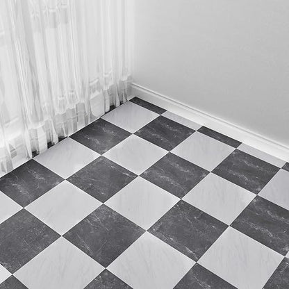 Peel and Stick Floor Tiles | Dark Gray Marble 30 Tiles | Coated Surface Tile / Indoor Areas / Anti Sctrach / Waterproof / DIY Installation / Easy to Clean 2.8m2