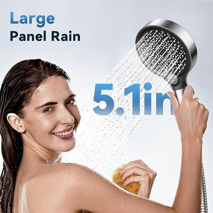Filtered Shower Head with Handheld, High Pressure Shower Head with Filters, 3 Modes Water Softener Shower Head with Detachable Filters, Reduce Dryness on Skin and Hair, Premium Chrome