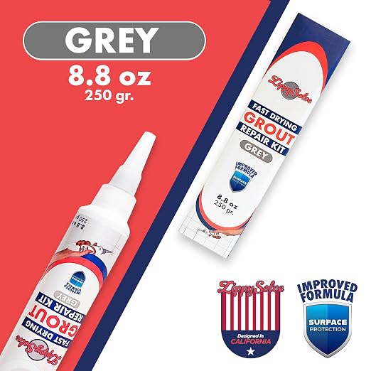 Tile Grout Repair Kit, Refresh Tile Grout Filler (8.8 oz, Grey) | Restore & Renew Tile Joints, Fast-Drying Grout Sealer & Paint, Squeeze Tube for Bathroom, Shower & Kitchen Floors, Waterproof