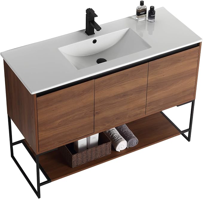 48 Inch Bathroom Vanity with Sink - Modern Knob Free Design, Elegant Space-Saving Solution for Your Bathroom - Durable, Bathroom Vanities for a Contemporary Look - Urbania Collection