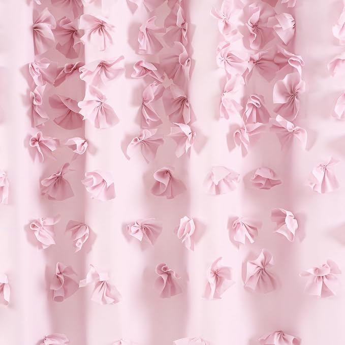 Lush Decor Riley Shower Curtain, 72" W x 72" L, Lilac - Bathroom Curtain - Coquette Decor - Bow Shower Curtains - Cottage Core - Fabric Shower Curtains