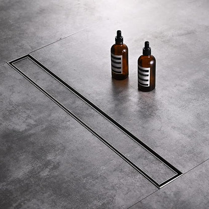 Linear Shower Floor Drain, 60 Inch Brushed Nickel 304 Stainless Steel Bathroom Drains Kit, Rectangular Shower Trench Drain with Reversable Tile-in Pattern Drain Cover & Hair Catcher