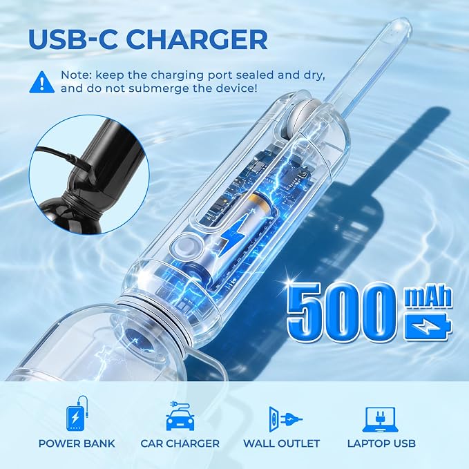 Morfone Portable Bidet for Travel 350ML Electric Handheld Sprayer | Dual Spray Modes, USB-C Rechargeable Waterproof Travel Bidet for Women, Men, Postpartum, Personal Hygiene(Black)