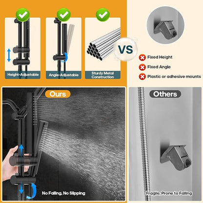 Filtered Shower Head with Handheld Combo High Pressure Shower Head with Filters 10 Inch Rain Shower Head Height Adjustable Dual Water Softener Shower Head for Hard Water - Removes Chlorine