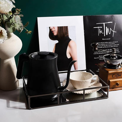 PuTwo Mirror Tray, Smoky Black Perfume Tray, Decorative Tray, Metal Vanity Tray, Jewelry Tray, Tray Decor, Decorative Trays, Glass Tray, Perfume Organizer, Vanity Trays for Bathroom, Counter, Bathroom | Smoky Black Tray Jewelry Perfume Organizer Makeup...