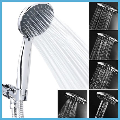High Pressure Handheld Shower Head 5-Settings with Hard Water Filter | Powerful Water Spray, Against Low Pressure Water Flow, 59 Inch Stainless Hose, Adjustable Mount